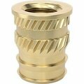 Bsc Preferred Tapered Heat-Set Inserts for Plastic Brass M8 x 1.25 mm Thread Size 14.300 mm Installed Lngth, 10PK 94180A386